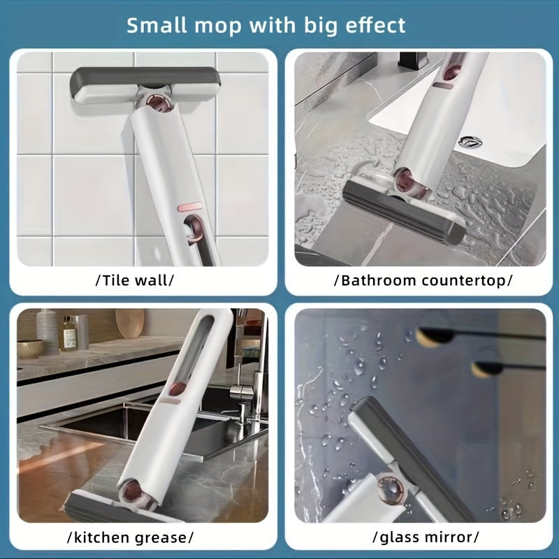 Compact Self-Wringing Mop for Windows, Desks, and Home Surfaces