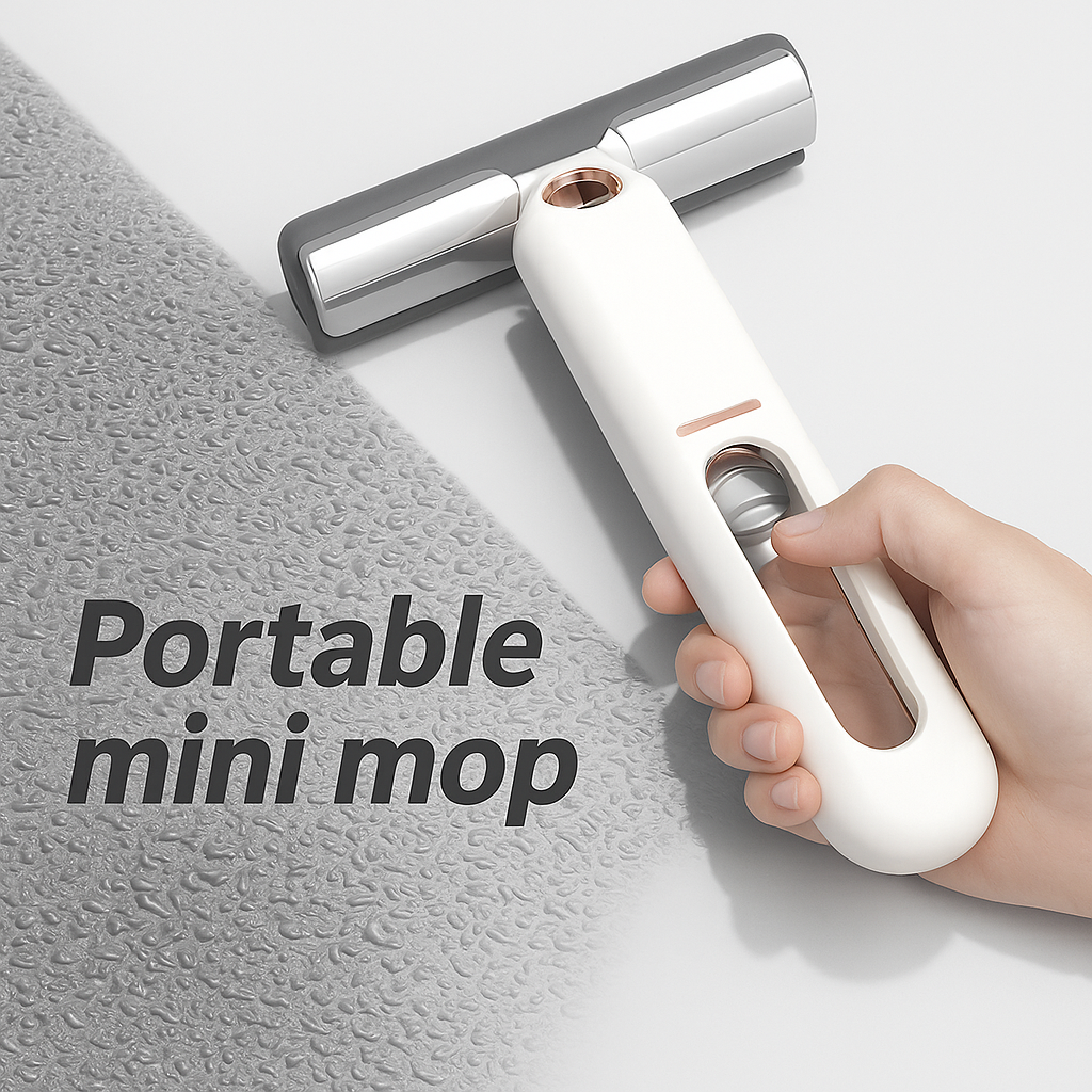 Compact Self-Wringing Mop for Windows, Desks, and Home Surfaces